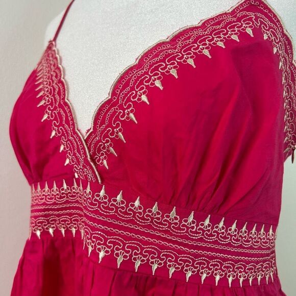 Twenty One Y2K Pink Babydoll Embroidered Boho Tunic Women’s M Spaghetti Strap - Picture 5 of 14